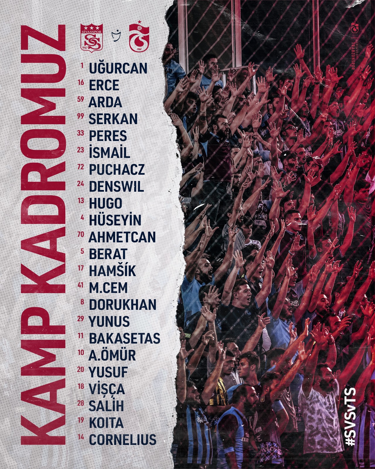 Trabzonspor'un Sivasspor maçı kamp kadrosu açıklandı yeni transferler kadroda