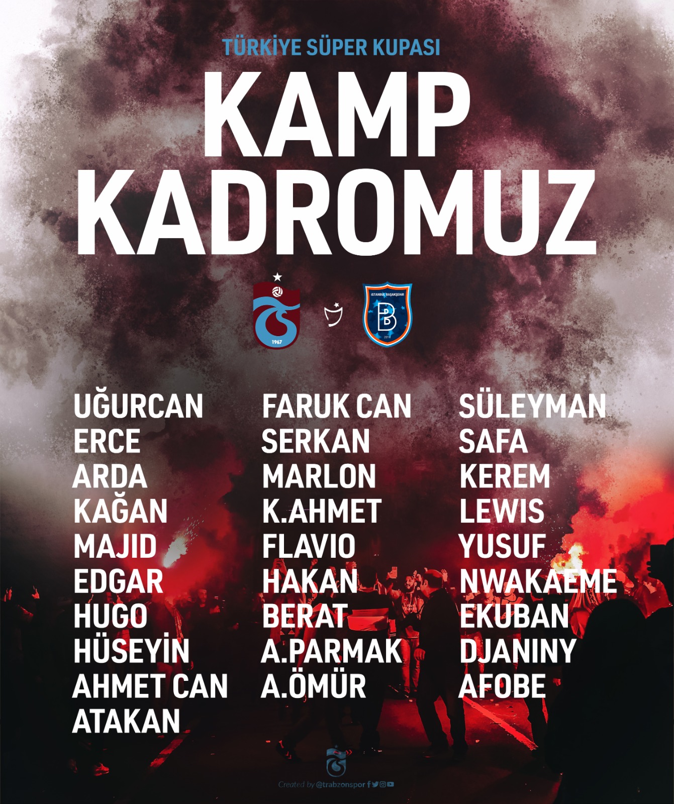 Trabzonspor Süper Kupa finali kadrosunu açıkladı Abdulkadir Ömür Süprizi