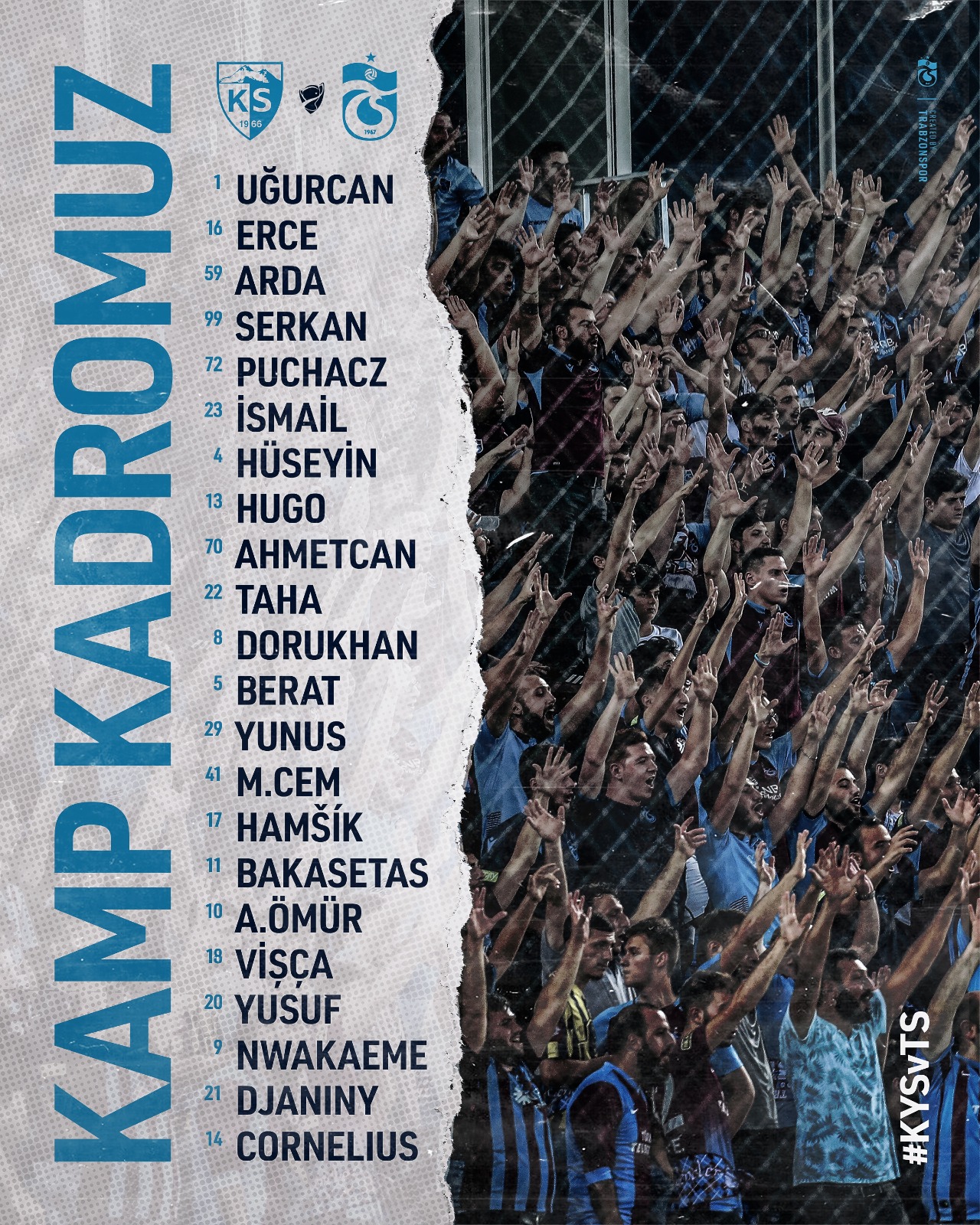 Trabzonspor'un Yukatel Kayserispor maçı kamp kadrosu belli oldu