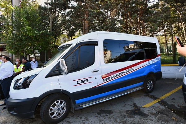Trabzon yeni dolmuş sisteminde 12+1 ilk araç Boztepe durağında hizmete girdi