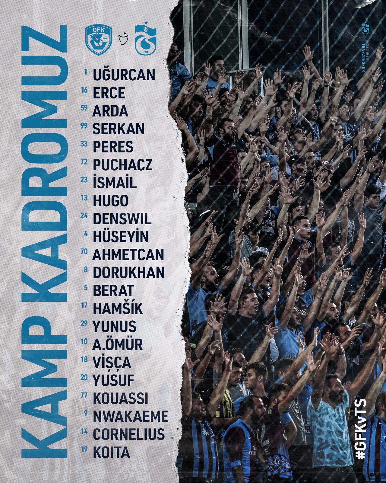 Trabzonspor'un Gaziantep FK maçı kamp kadrosu belli oldu!