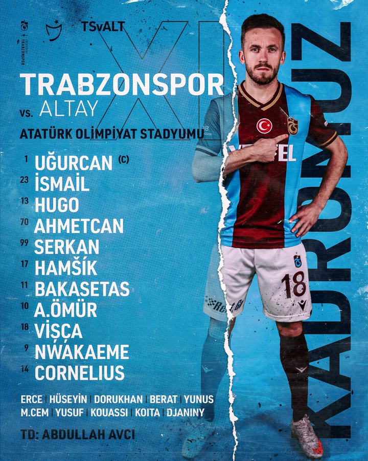 Trabzonspor, Altay ilk 11'ler belli oldu