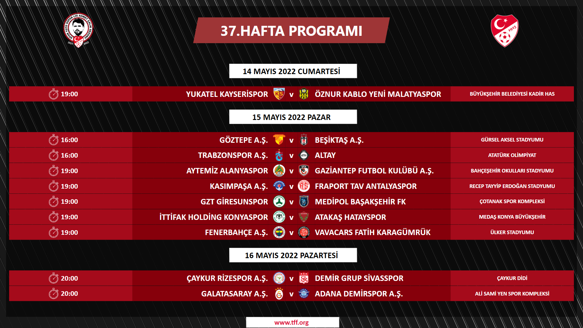 süper lig 37.hafta fikstur