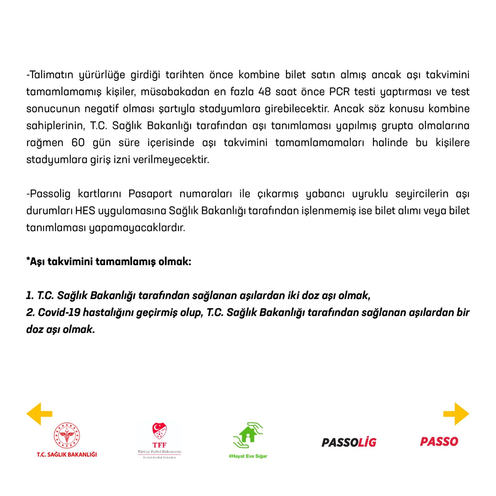 TFF stadyumlara girecek taraftarlara uyması gereken kuralları açıkladı