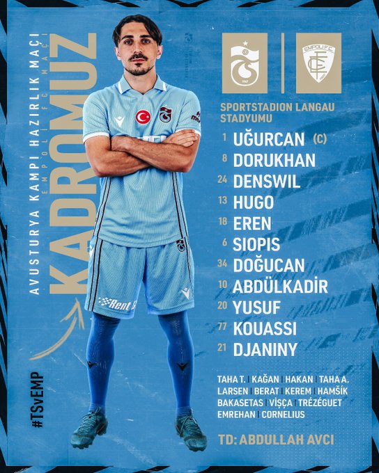 Trabzonspor'un Empoli maçı ilk 11'i belli oldu