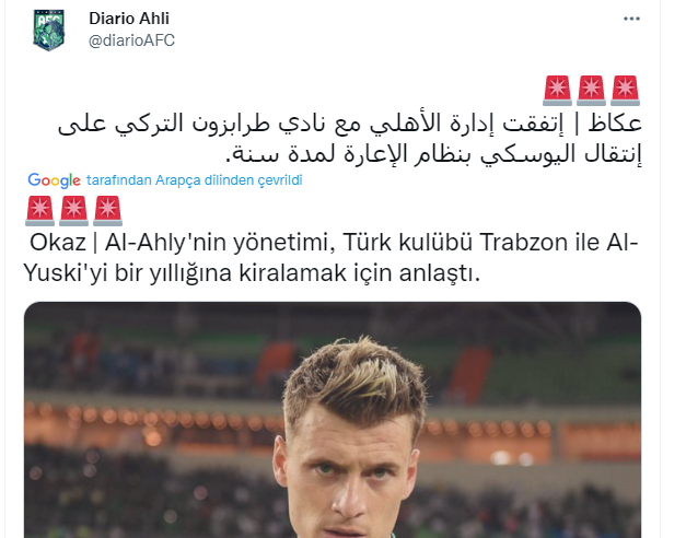 Trabzonspor, Alioski'nin kiralık transferi için Al-Ahli ile anlaşmaya vardı