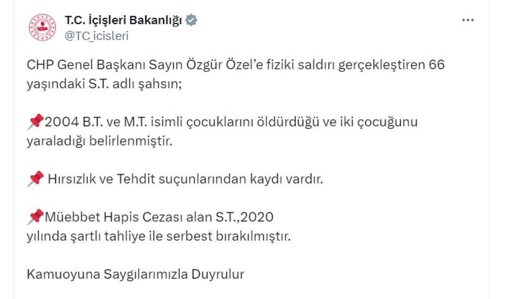 Özgür Özel'e saldıran şüpheli, Hatay'da 2 çocuğunu öldürmüş