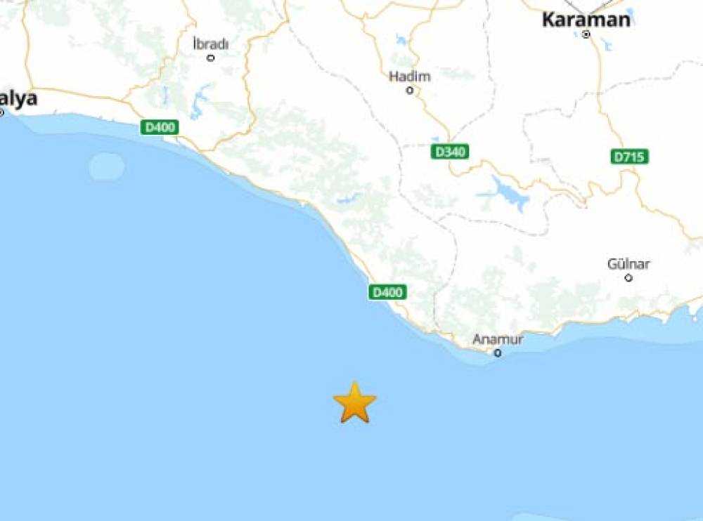 Antalya açıklarında 4 büyüklüğünde deprem