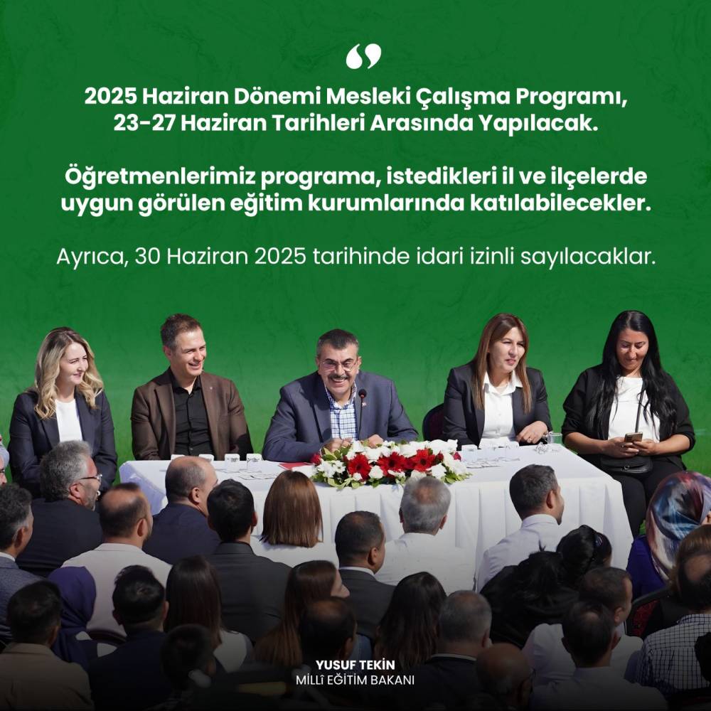 Bakan Tekin: Mesleki Çalışma Programı, 23- 27 Haziran arasında yapılacak