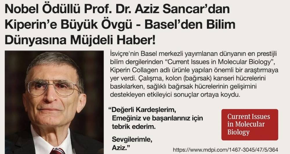 Kolon kanserine ilişkin araştırma, Prof Dr Aziz Sancar’dan tebrik aldı