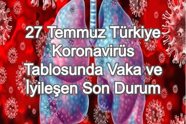 27 Temmuz T&uuml;rkiye Koronavir&uuml;s Tablosunda Vaka ve İyileşen Son Durum