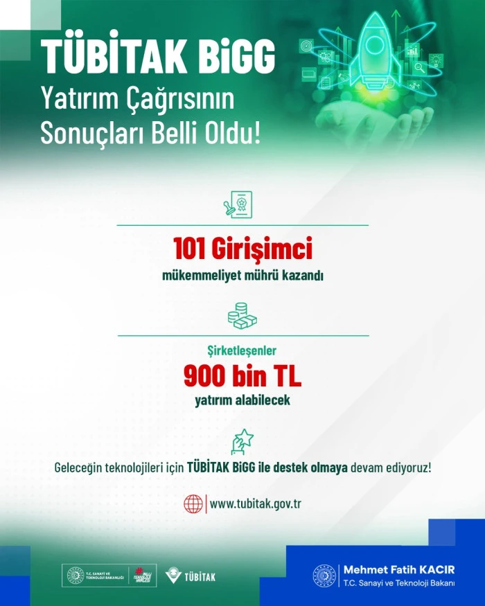 Bakan Kacır: TÜBİTAK BiGG sonuçları açıklandı