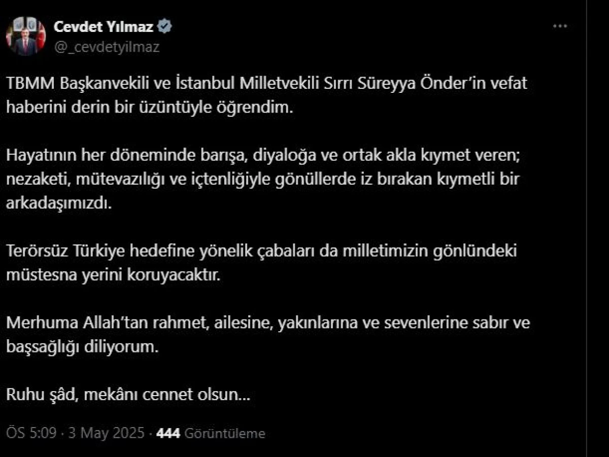 Siyasilerden Sırrı Süreyya Önder için başsağlığı mesajı (2)