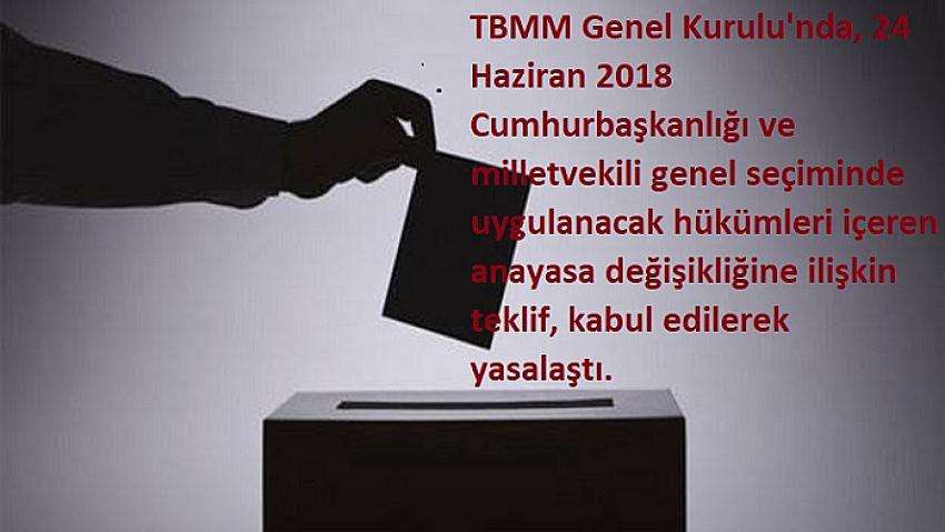24 Haziran 2018 cumhurbaşkanlığı ve Milletvekili Genel Se&ccedil;iminde Uygulanacak H&uuml;k&uuml;mler