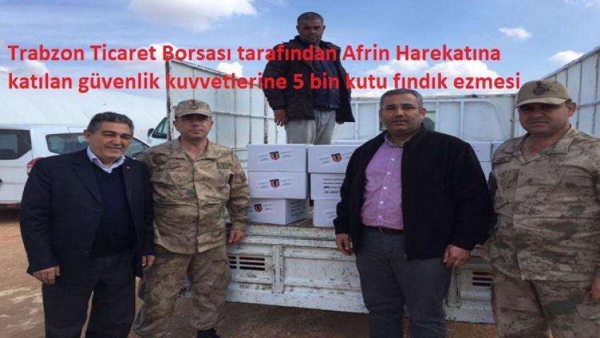 Trabzon'dan (TTB)Afrin'deki Mehmet&ccedil;iğe 5 Bin Kutu Fındık Ezmesi
