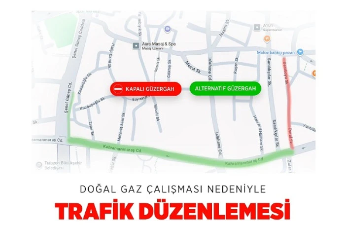 TRABZON'DA İKİ GÜNLÜK KAPAMA: Dereboyu Sokak Doğal Gaz Çalışması Nedeniyle Trafiğe Kapatılıyor
