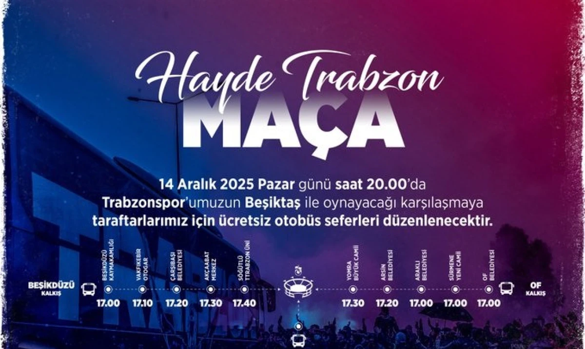 Trabzonspor Taraftarına Derbi Desteği: Maça Ulaşım Ücretsiz!