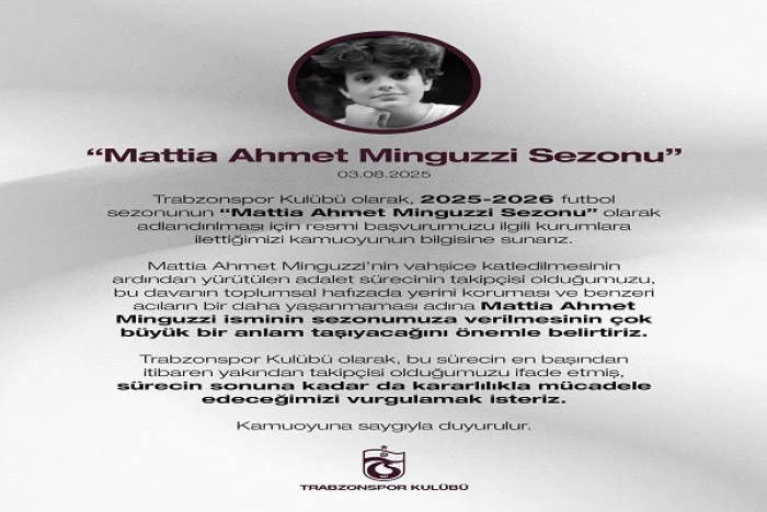 Trabzonspor’dan ‘Mattia Ahmet Minguzzi Sezonu' başvurusu