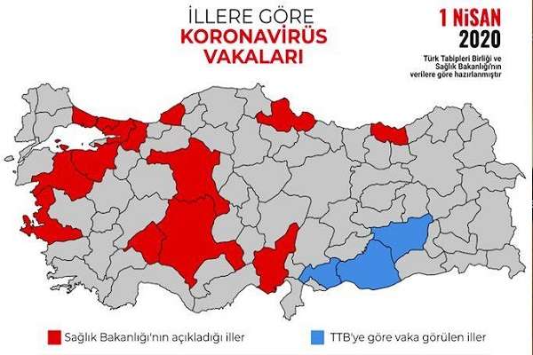 Türkiye'de illere göre Korona virüs sebebiyle ölüm ve vaka sayısı